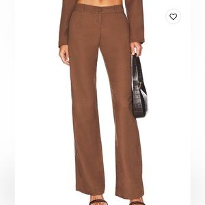RUMER x Revolve Mecca Low Slung Pant in Brown
